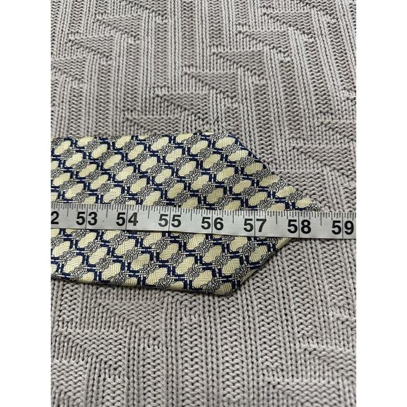 Vintage Henri Christian cream geometric print silk tie - Picture 4 of 5